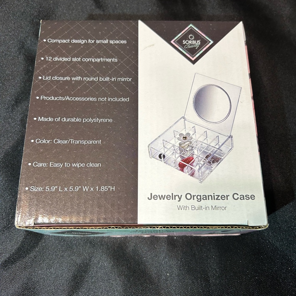 NEW- Sorbus Makeup Organizer with Mirror and Lid - NEW